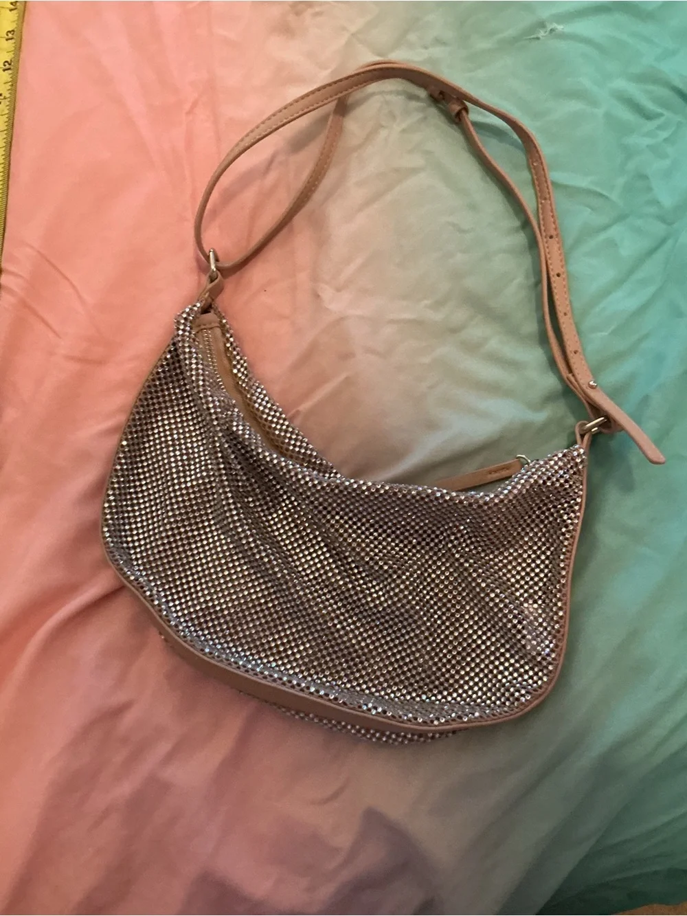 Forever 21 Rhinestone Silver Crystal Mesh Shoulder Bag NWOT